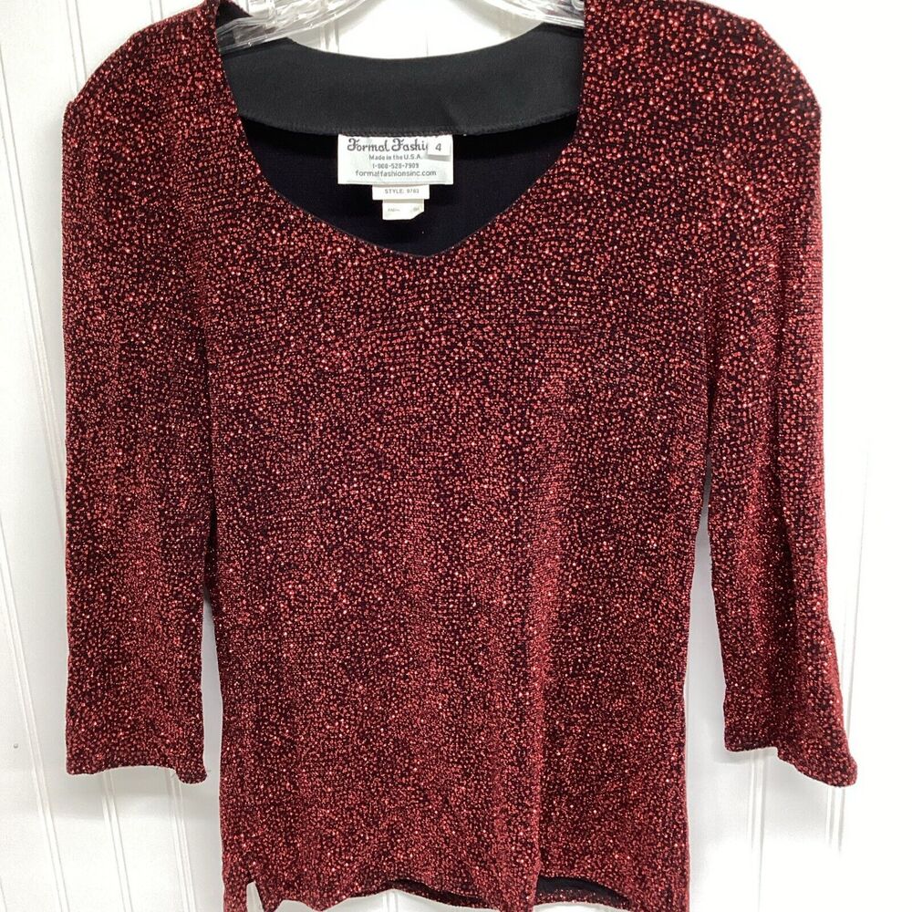 Vintage Formal Fashion Women’s Red Black Sequins Evening Cocktail Size 4 USA *B